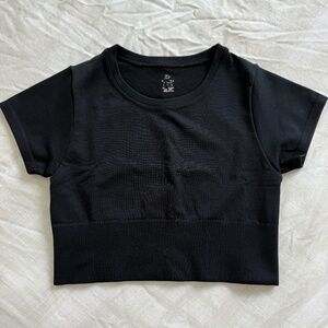 Aerie Black Sidewalk Seamless Cropped Tshirt